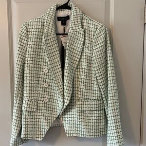Rachel Zoe green white checker blazer